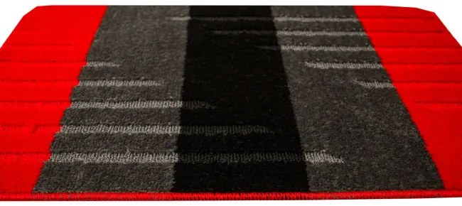 Kúpeľňový koberček VIC červený / sivý, pruhy