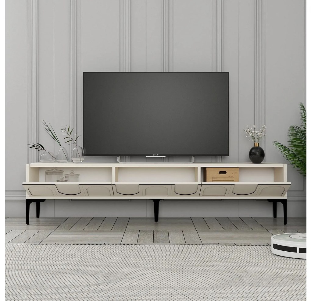 TV stolík/skrinka Bipemu 3 (krémová + čierna). Akcia -20%. Vlastná spoľahlivá doprava až k Vám domov. 1095678