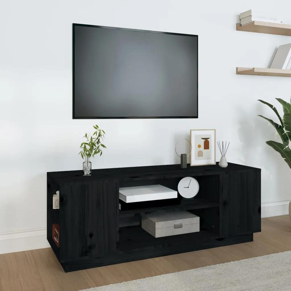 TV skrinka čierna 110x35x40,5 cm masívna borovica 814413