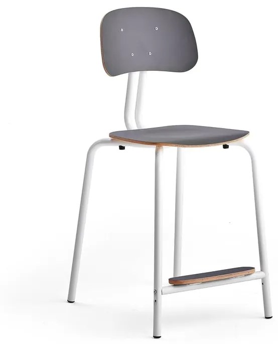 Školská stolička YNGVE, so 4 nohami, biela, antracit, V 610 mm