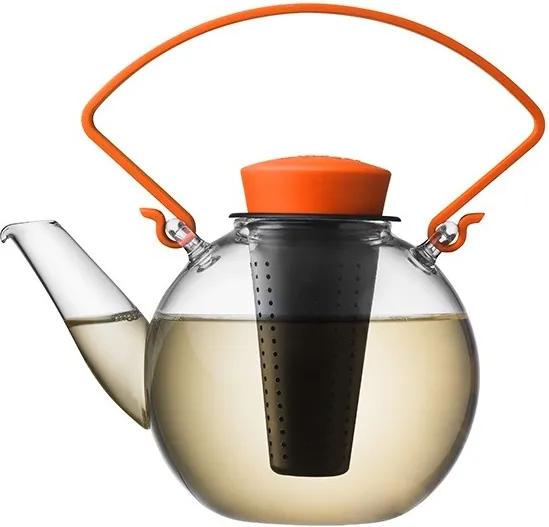 QDO Sklenená čajová kanvica Tea for U oranžová