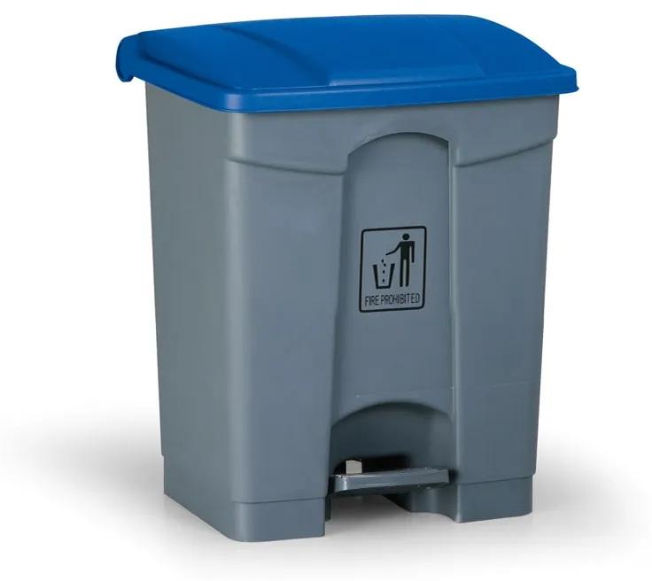 Pedálový viacúčelový odpadkový kôš na triedenie odpadu, 45 l, 390 x 360 x 590 mm, modrá