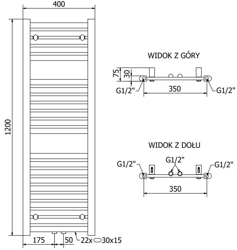 Mexen Hades, vykurovacie teleso 1200 x 400 mm, 465 W, biela, W104-1200-400-00-20