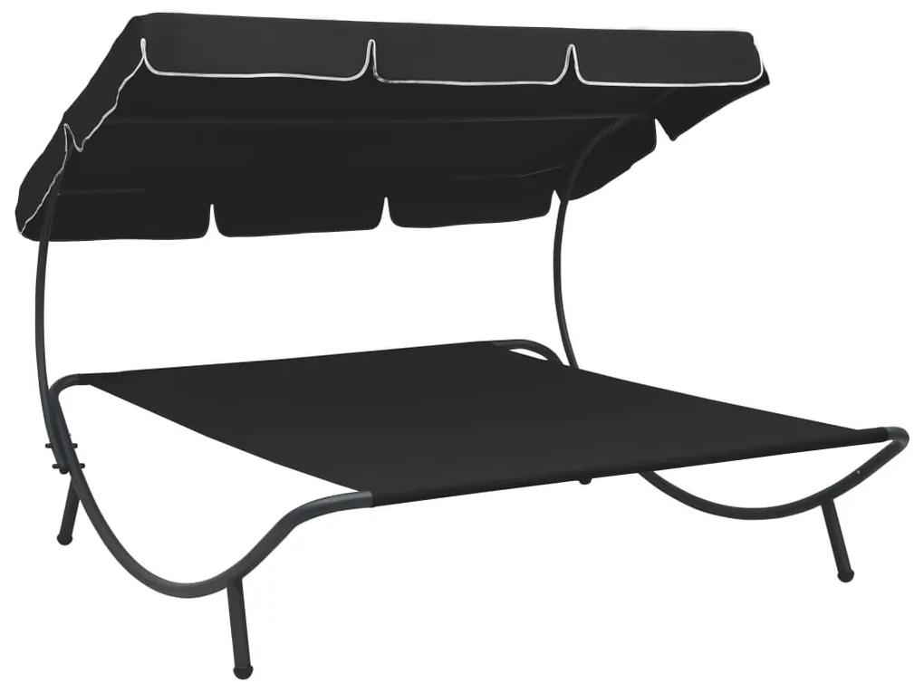 Záhradná posteľ s baldachýnom, čierna