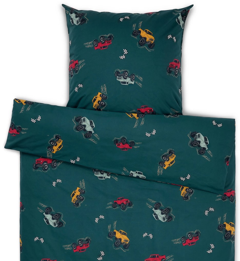 Detská posteľná bielizeň z renforcé, nákladiaky, štandardná veľkosť