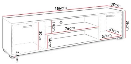 TV stolík GIMREN 36x156 cm biela