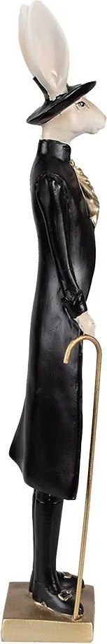 Dekorácia zajačí elegán s paličkou vo fraku a klobúku - 9*7*40 cm