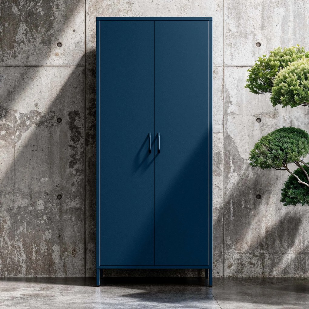 Šatníková skriňa FLAVIO, 800 x 1850 x 450 mm, Modern: tmavomodrá farba