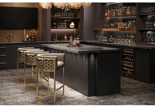 Barová stolička Elegance 47503 Zamat - Béžová - Komfort-nábytok