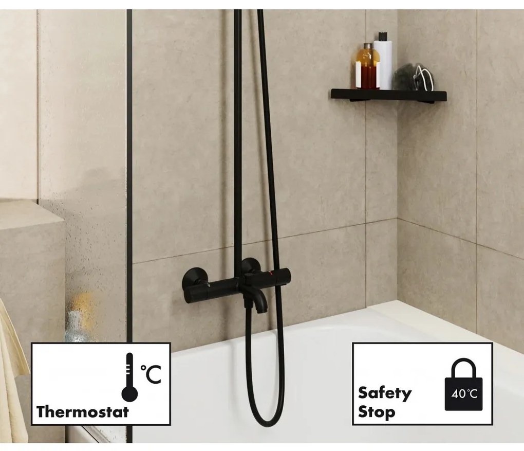 Hansgrohe Vernis Blend - Showerpipe 240 1jet s vaňovým termostatom, čierna matná 26899670