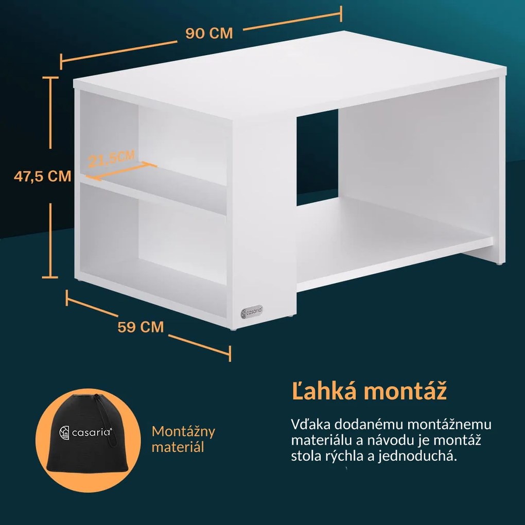 Konferenčný stolík Santa Cruz Biely 90x59x47cm