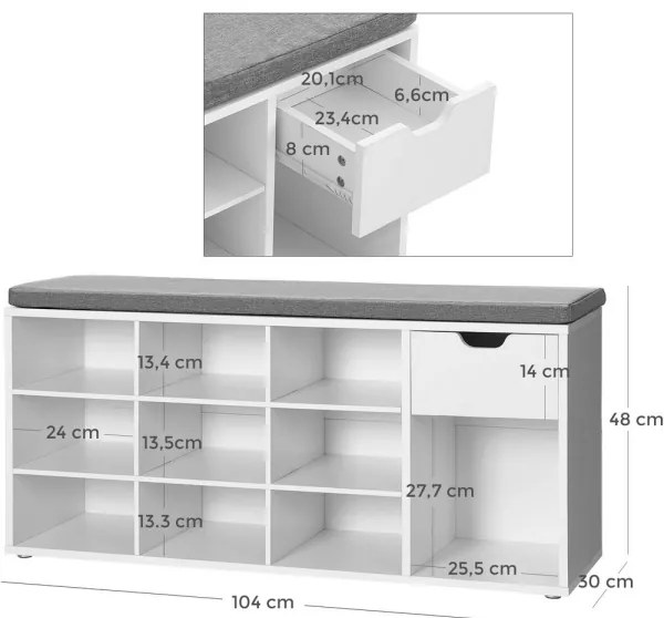 Botník VOREN biela/šedá