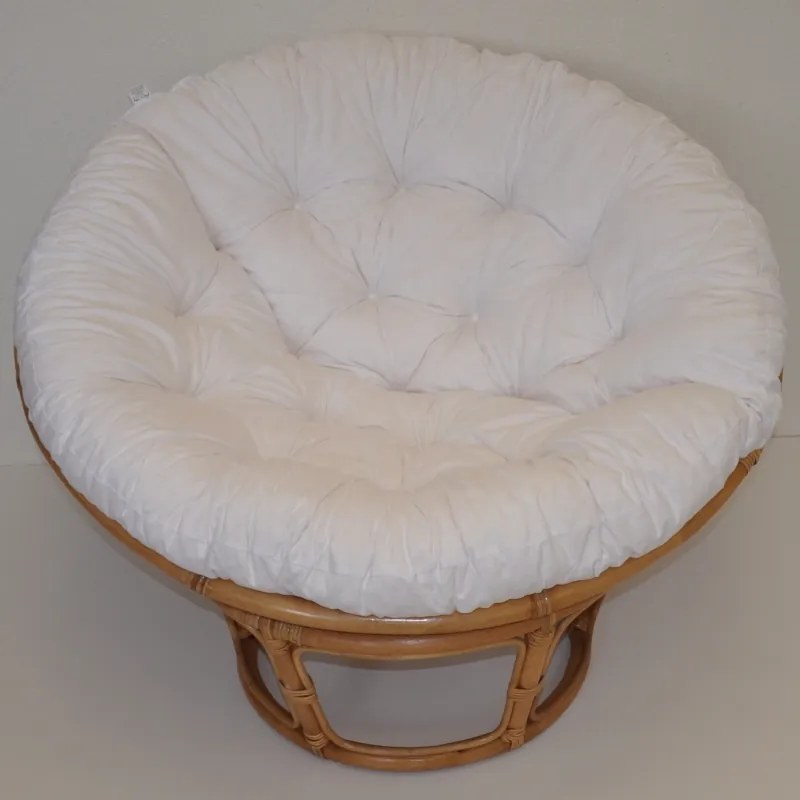 Relaxačný papasan DEMETRIA — ⌀100 cm, ratan, látka, medová / viac farieb Malinový melír