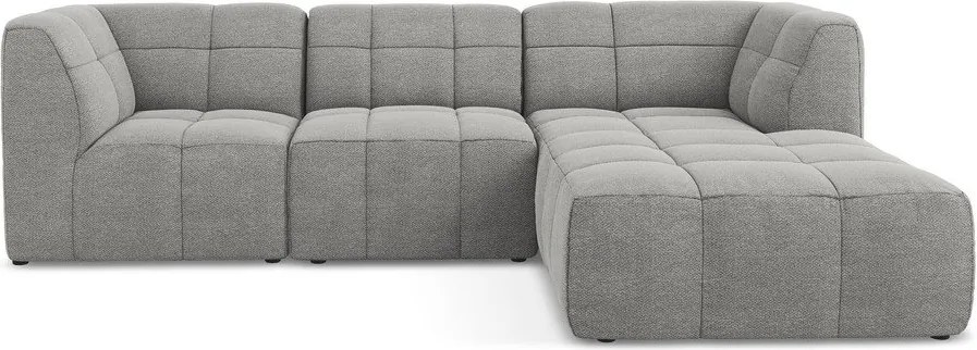 Sivá rohová pohovka z textílie buklé (pravý roh/s leňoškou) Aloha – Makamii