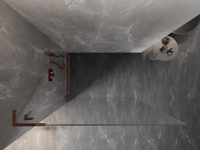 Mexen, Mexen Lunar L sprchová stena ľavá 120 x 200 cm, priehľadná 8 mm, ružové zlato - 830L-120-000-60-00-L