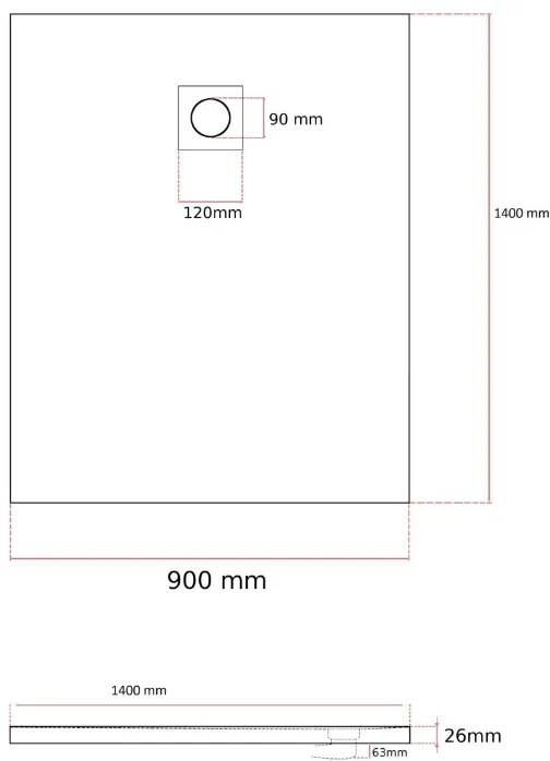 Gamma Erga Oldaf, SMC obdĺžniková sprchová vanička 140 x 90 cm, čierna matná, ERG-GMA-OL-90140BK