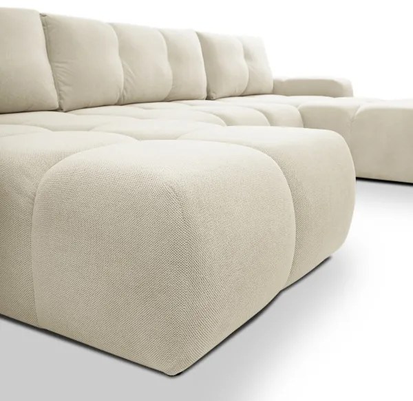 Rozkladacia čalúnená sedacia súprava do U ALMADA s úložným priestorom, béžová