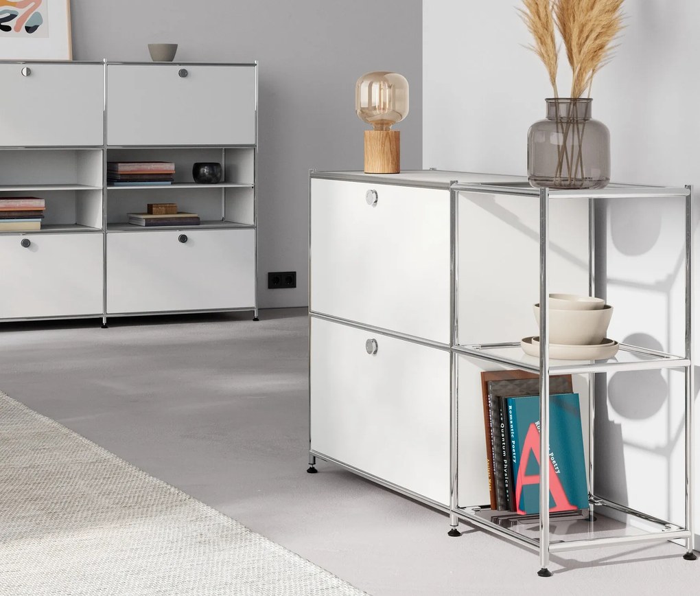 Kovová odkladacia skrinka »CN3« s 2 výklopnými priehradkami, biela