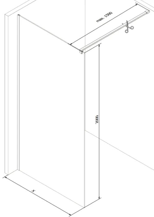 Mexen Kioto, sprchová zástena 100 x 200 cm, 8mm sklo s rebrovým vzorom, chrómový profil, 800-100-101-01-09