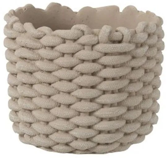 Šedý cementový obal na kvetináč v tvare košíka - Ø 20,5 * 17,5 cm