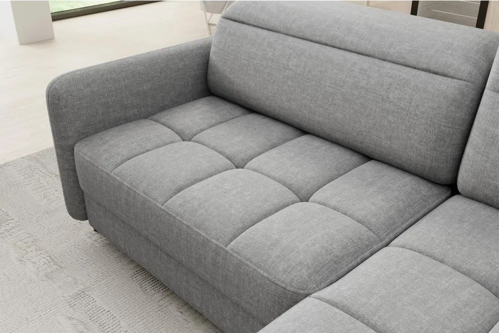 Sivá zamatová rozkladacia/s úložným priestorom rohová pohovka (pravý roh/do L) Barea – ELTAP