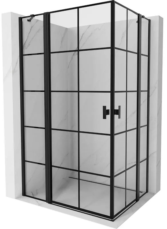 Mexen, Mexen Mist Duo výklopný sprchový kút 115 x 90 cm, čierna mriežka - 8A4-115L-090P-70-77
