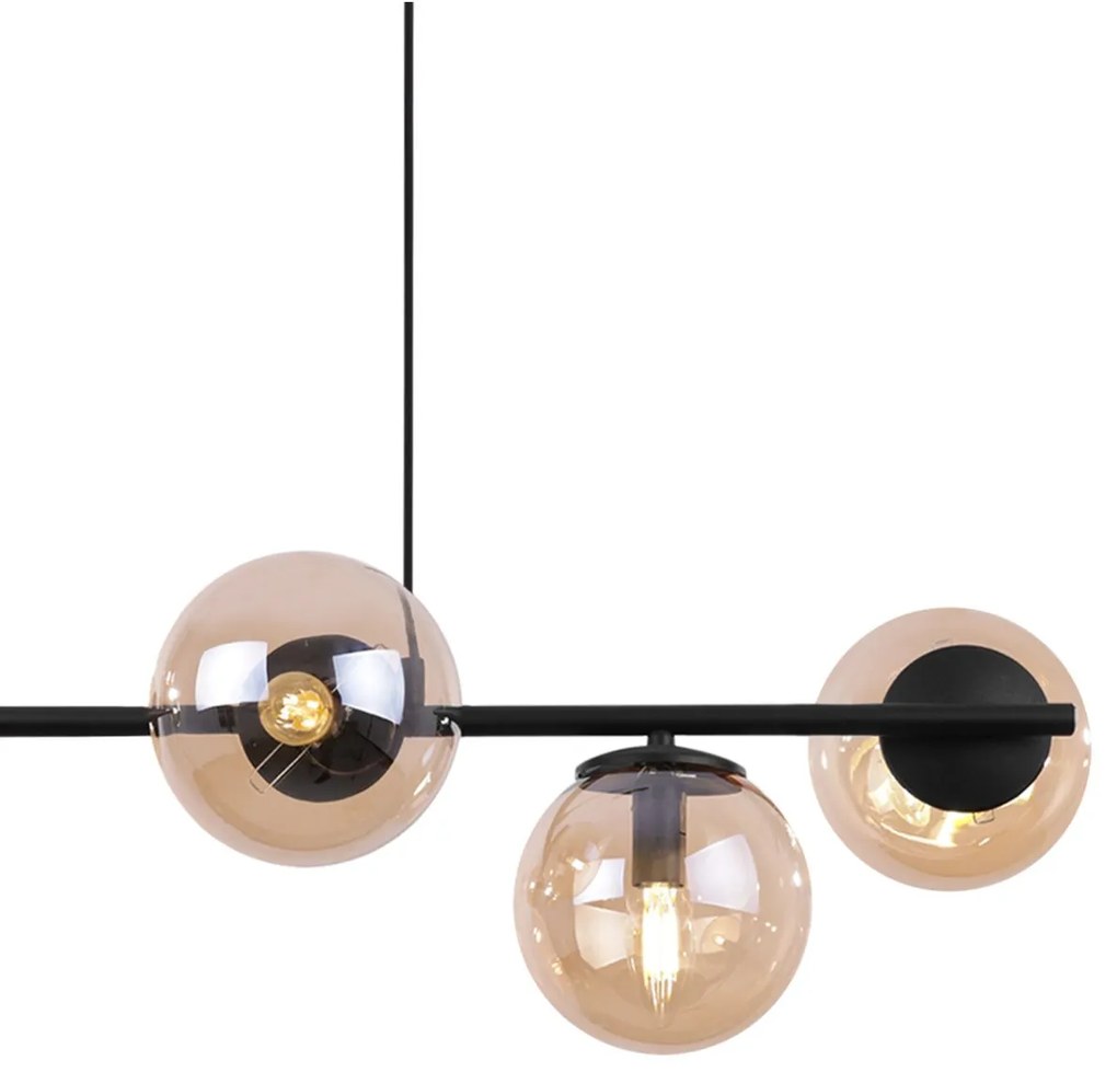 Závesne svietidlo Paris, 6x medové sklenené tienidlo, B