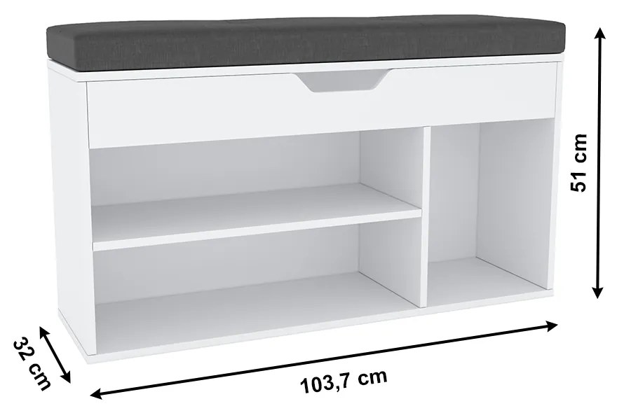 Botník s lavicou Fuddy - biela