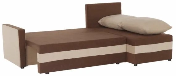 Čalúnená univerzálna rozkladacia rohová sedacia súprava BRISTOL v tvare L hnedá/béžová