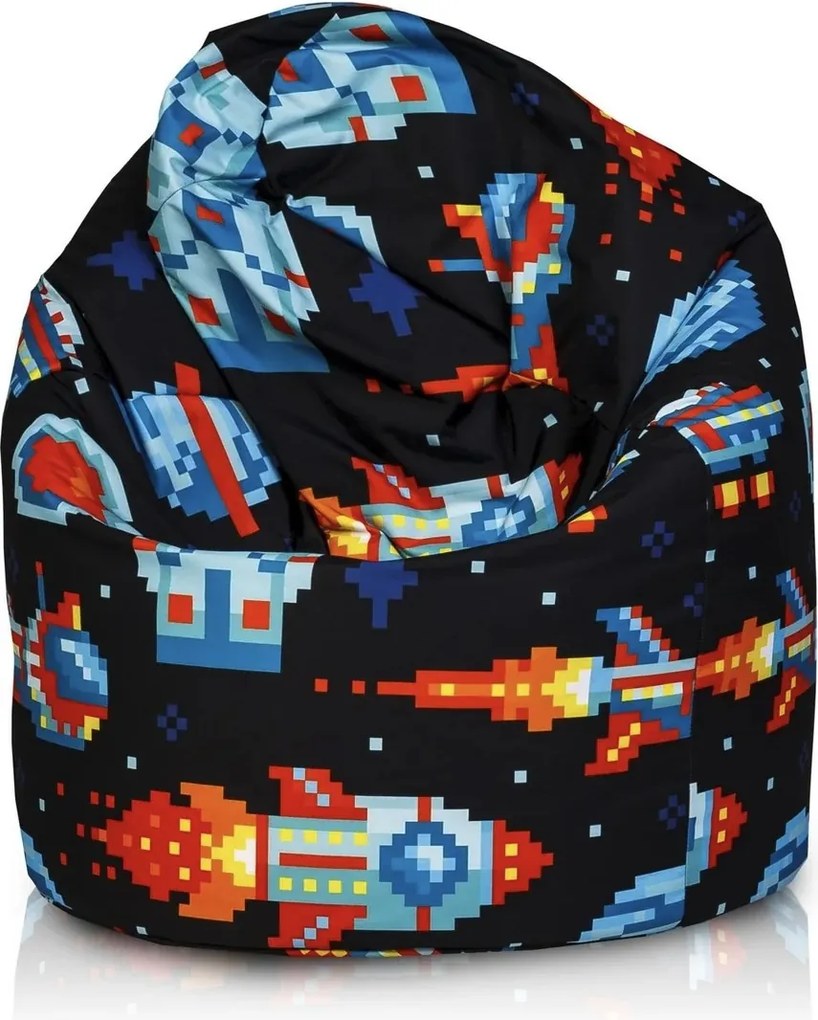 Set 2 sedacích vakov do detskej izby Yoko Sivý + Sako Rakety – polyester