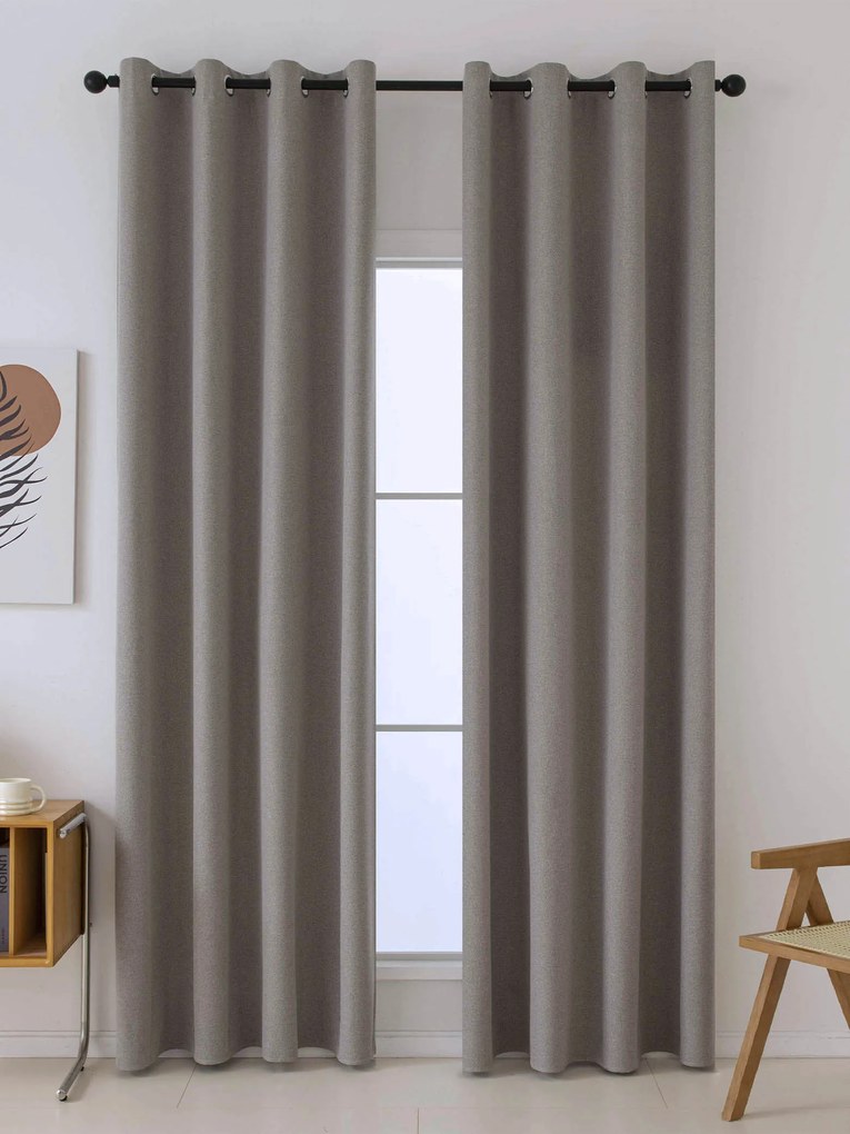 Blackout závesy Ricardo prírodné - 140 x 160 cm (2ks) - krúžky