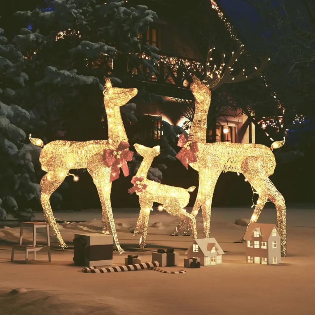 Vianočná dekorácia s rodinou sobov zlatá 201 LED diód 329770