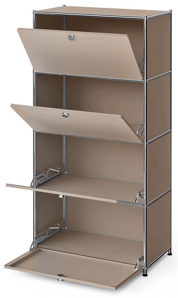 Vysoký kovový regál »CN3« so 4 priehradkami, hnedosivý