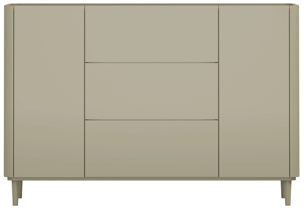 Komoda so zásuvkami Elivo 150 cm na nožičkách - eukalyptus / dub baltic dune