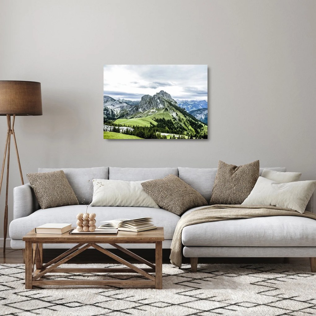 Sklenený obraz - Vrcholy hôr (70x50 cm)