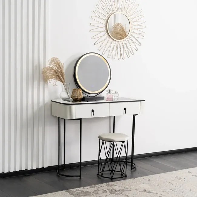 Toaletný stolík so zrkadlom a taburetom Umbria biela 100cm