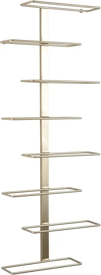 Nástenný kovový regál na víno v zlatej farbe počet fliaš 8 Float – PT LIVING