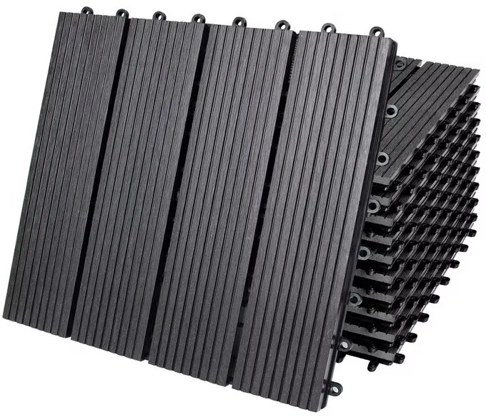 InternetovaZahrada WPC dlaždice - sada 11 ks, 30x30 cm klasická antracit