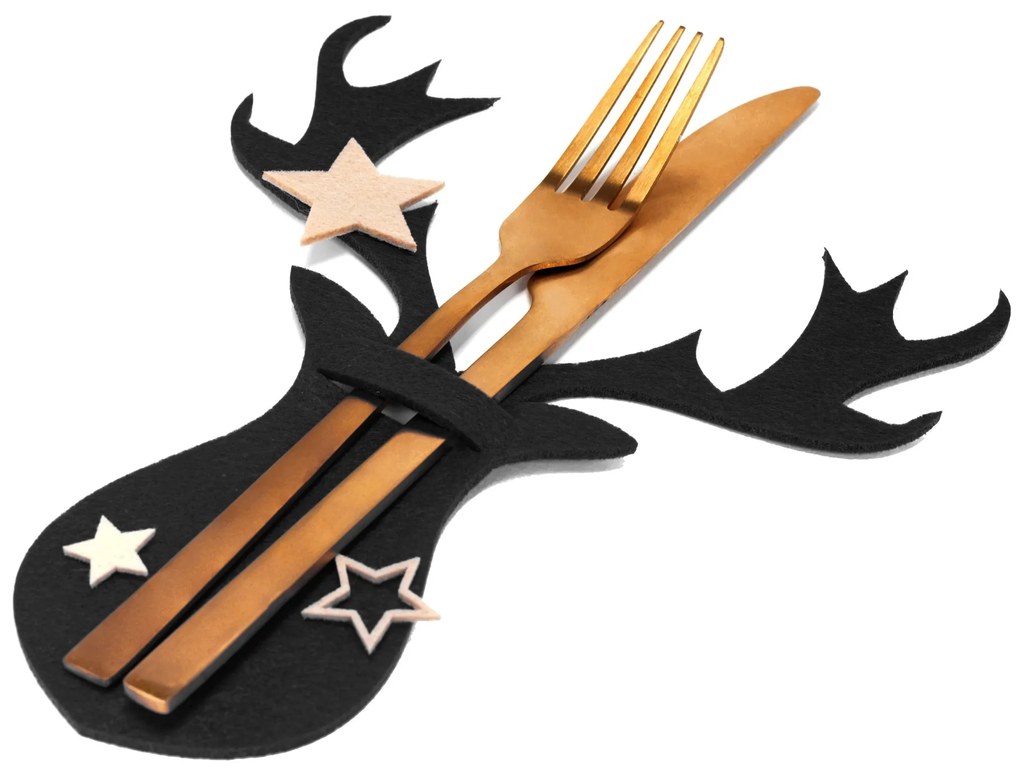 Vánoční obal na příbor Renifer 6 ks černý