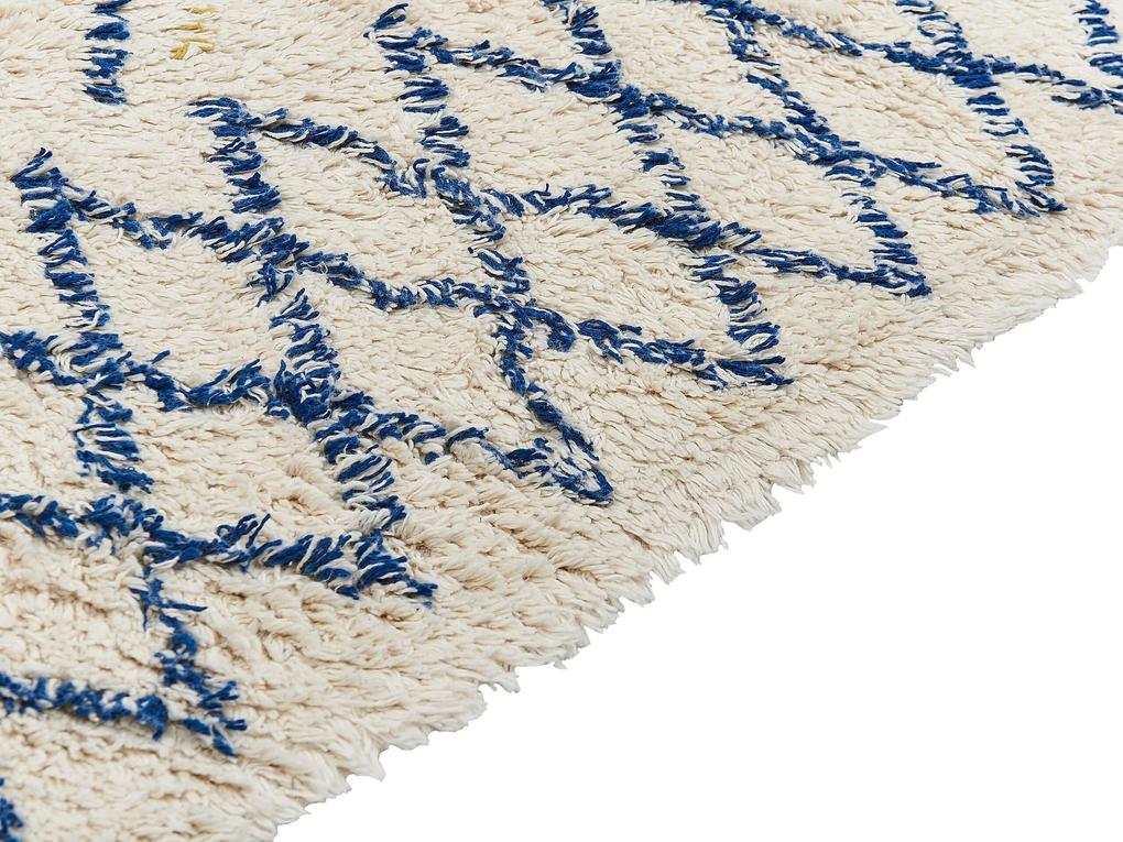 Bavlnený koberec 80 x 150 cm béžová/modrá ERZINCAN Beliani