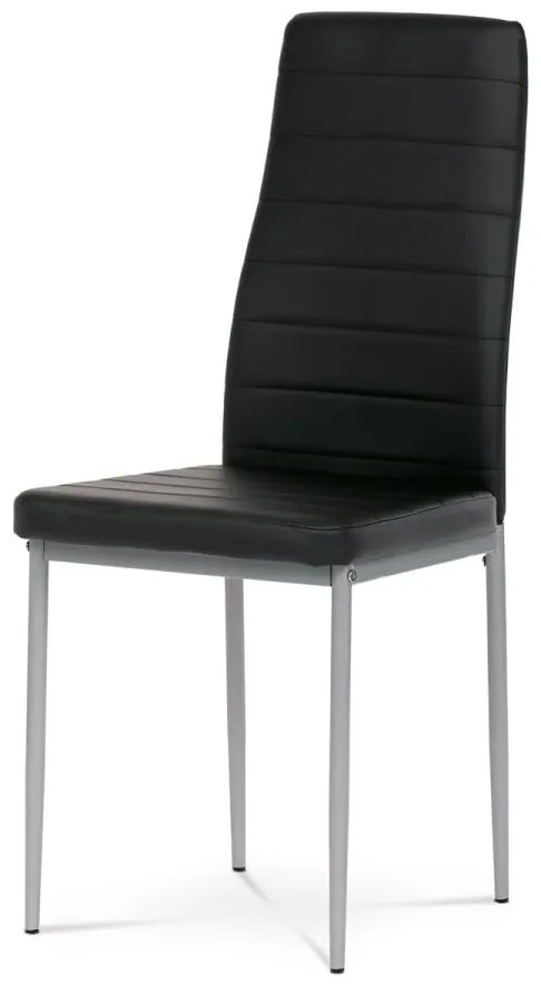 Stolička jedálenská DCL-377 BK čierna koženka, šedý kov