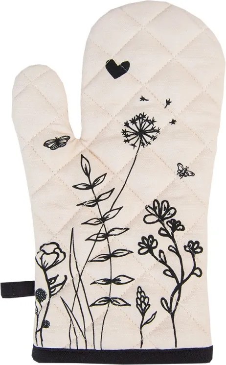 Béžová bavlnená chňapka s kvetinami Flora And Fauna - 18*30 cm