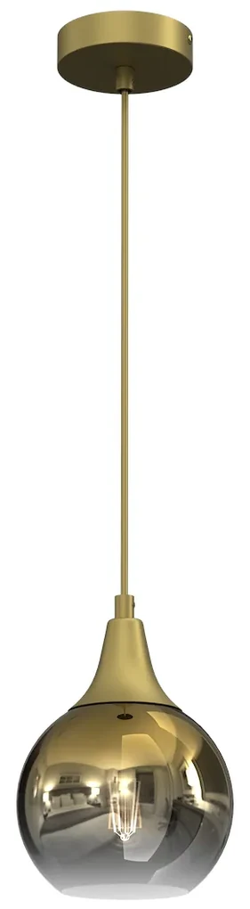 Závesné svietidlo Monte, 1x zlaté sklenené tienidlo, (fi 15cm), g