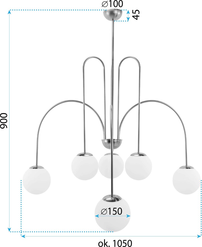 Toolight Toolight, stropné svietidlo 6xE27, APP1584-6CP, zlatá-biela, OSW-03609