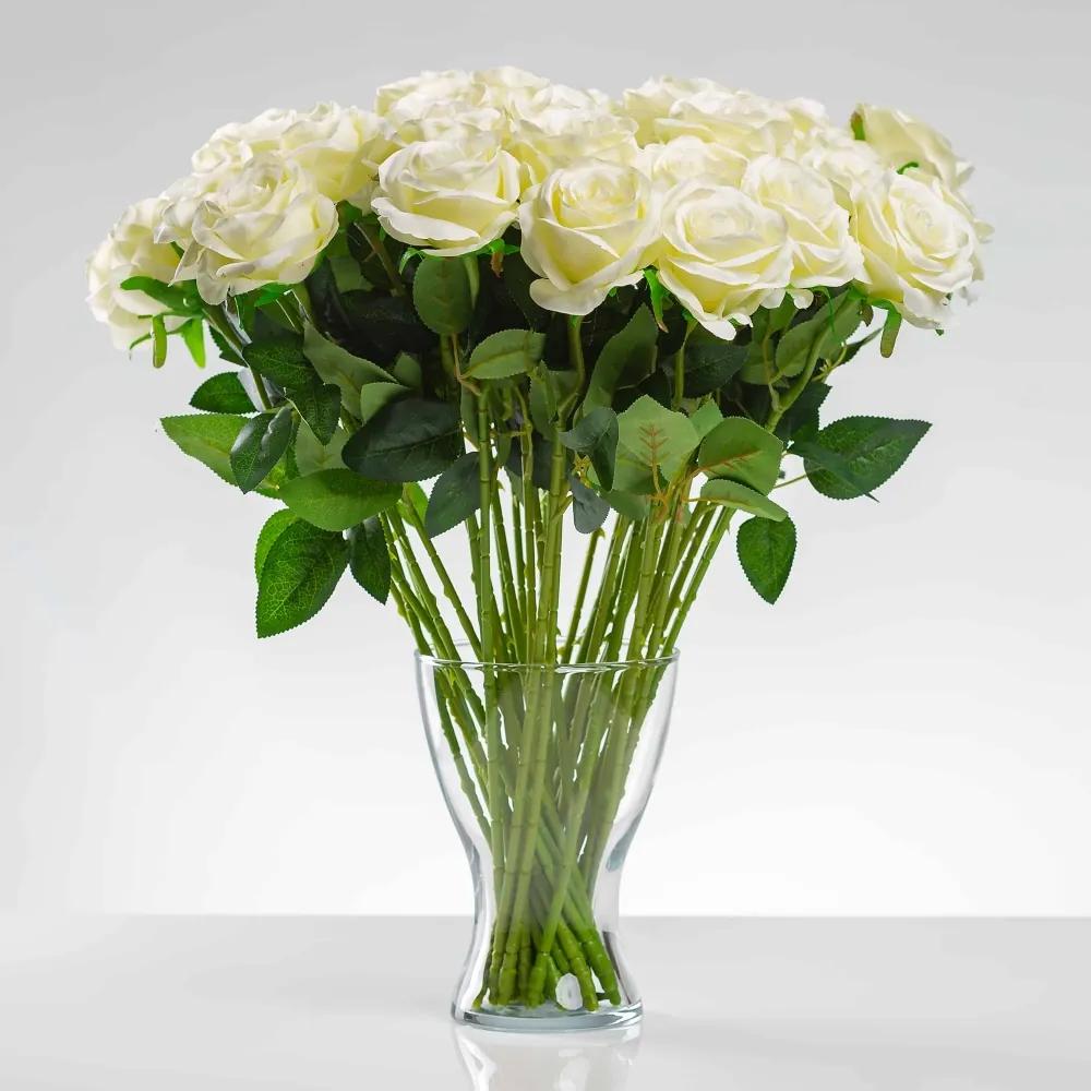 Umelá ruža SIMONA biela. Cena uvedená za 1 kus.