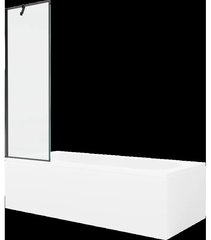 Mexen Vega obdĺžniková vaňa 180 x 80 cm s obkladom a 1-krídlovou sprchovou zástenou 60 cm, Čierny vzor - 550118080X9506007070