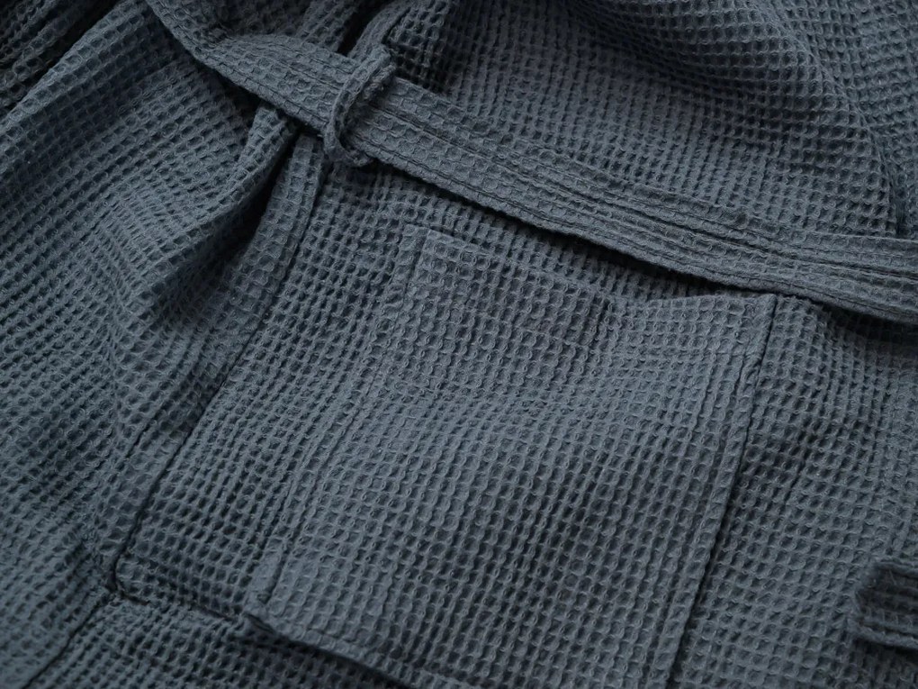 Vaflový župan s kapucňou SPAFFLE, tmavosivý Veľkosť: L/XL