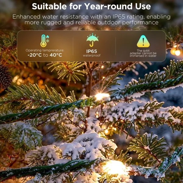 Govee - LED RGBICW Vonkajšia vianočná reťaz 2700-6500K 20m Wi-Fi Matter IP66