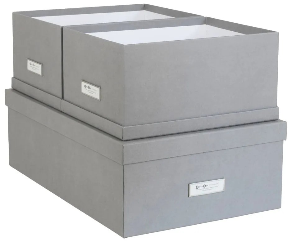 Súprava 3 sivých úložných škatúľ Bigso Box of Sweden Inge