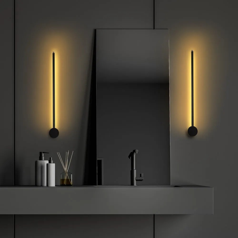 Čierne LED nástenné svietidlo ø 7 cm Sword – Opviq lights